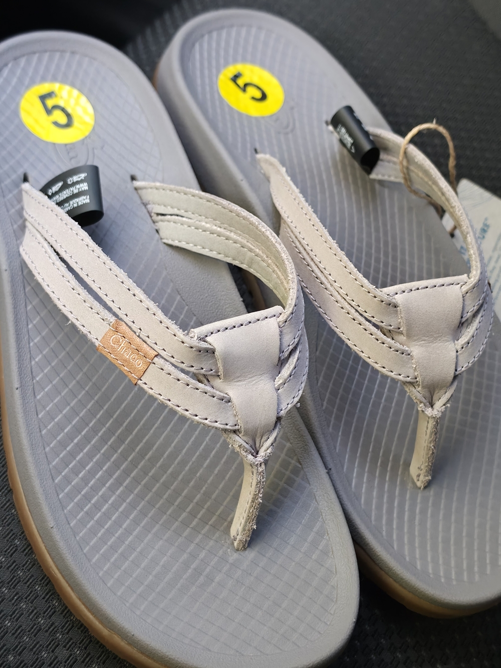 Chaco Women's Light Gray Leather Thong Sandals